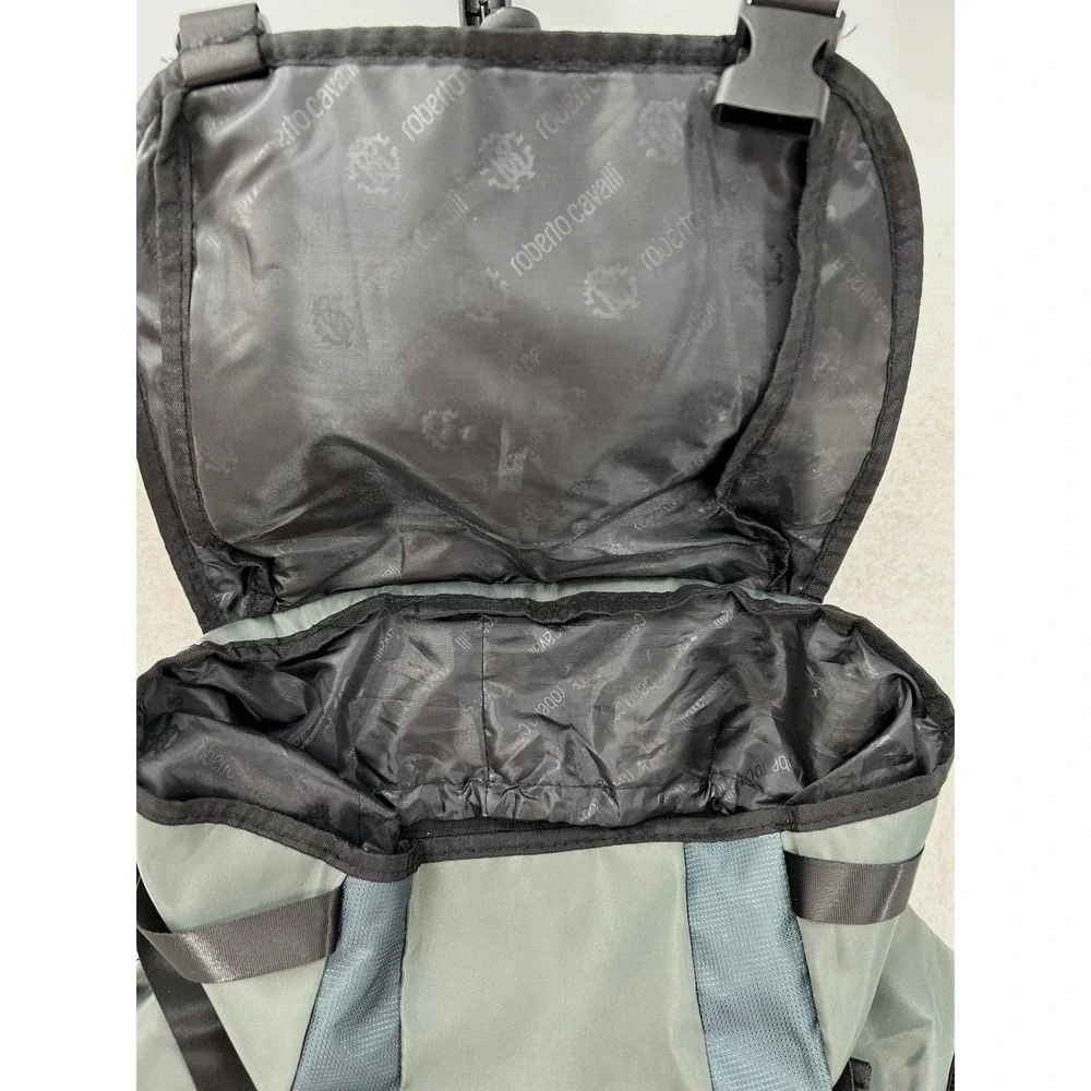 Roberto‎ Cavalli Green Nylon Sport Utility Technical Travel Backpack Logo